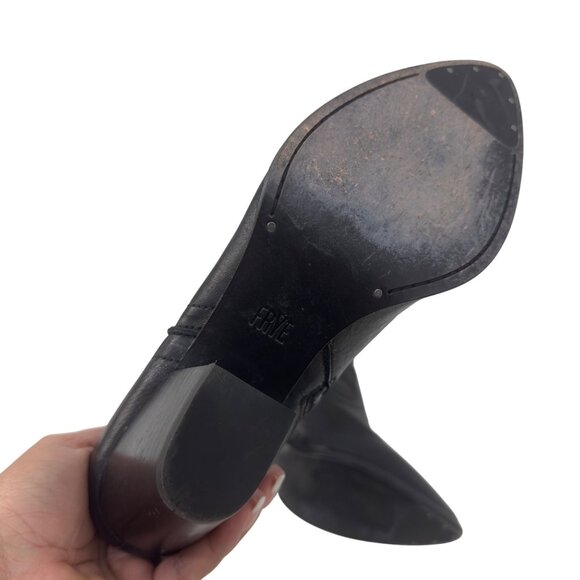 Frye Womens Black Leather Ankle Boots Size 8.5M Zipper Closure - Picture 4 of 13